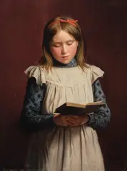 Julius Exner, Portrait of the 13-Year-Old Gudrun Reading (Portræt af den 13-årige Gudrun læsende), 1905, oil on canvas