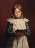 Julius Exner, Portrait of the 13-Year-Old Gudrun Reading (Portræt af den 13-årige Gudrun læsende), 1905, oil on canvas