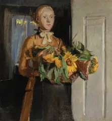 Michael Ancher, Sketch for “The Girl with the Sunflowers” (Skitse til “Pigen med solsikkerne”), 1889, oil on canvas