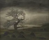 Svend Hammershøi, Landscape, A bare Oak Tree (Landskab), 1902-1903, oil on canvas