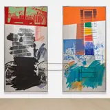 Robert Rauschenberg, Climb (Urban Bourbon), 1993, silkscreen ink and acrylic on stainless steel with steel and rubber, in artist's frames, in 2 parts