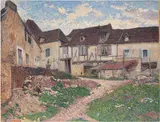 Henri Martin, Maisons le soir place du Carol à Saint Cirq Lapopie, 1925–1930, oil on canvas