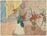 Pierre Bonnard, Trois bouquets de fleurs, 1920, watercolor and pencil on paper