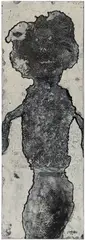 Jean Dubuffet, Femme aux vêtements laineux, oil on paper laid on board