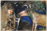 Marc Chagall, Jeune homme et chèvre, 1926–1927, gouache and ink on paper mounted to cardboard mounted on plasterboard