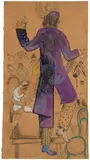 Marc Chagall, Equisse pour le Théâtre (théâtre d'art juif), 1919–1920, graphite and gouache on paper