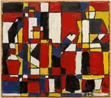Joaquín Torres-García, Tres figuras en colores primarios, 1946, oil on cardboard mounted to board