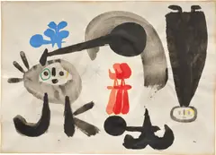 Joan Miró, Sans titre, 1950, pencil, gouache and ink over lithograph on paper