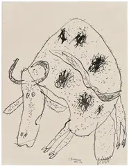 Jean Dubuffet, Vache, India ink on paper
