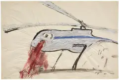 Nancy Spero, Gunship, 1966, gouache and ink on paper