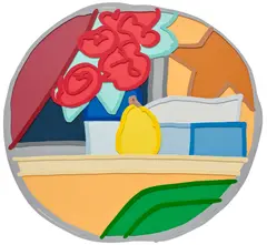 Tom Wesselmann, Nighttime Still Life with Four Roses and Pear, 1968–1993, alkyd on laser-cut steel