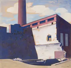 Charles Sheeler, Old Abandoned Mill, 1948, tempera on paper mounted to board