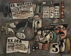 José Gurvich, Día en el cerro, 1957, oil on cardboard mounted to board