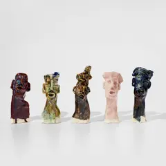 Leilah Babirye, Five works: (i-v) Abambowa (Royal Guard Who Protects the King), 2021, glazed ceramic