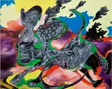 Pol Taburet, Not sweet and not really tender melody of thunder played by a skeleton, 2020, acrylic and alcohol-based paint on canvas