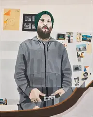 Jonas Wood, Untitled (Self Portrait with Green Hat), 2009, oil on canvas