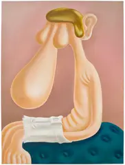 Louise Bonnet, Seated Figure on Pink Background, 2016, oil on canvas