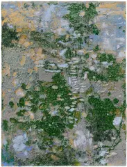 Jim Hodges, working into time, a study for another, 2017, 24k gold with jade glue, glitter, confetti and pigment on paper