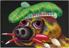 Peter Saul, Rembrandt, 1988, acrylic and pencil on paper