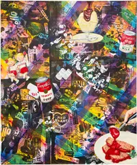 Kenny Scharf, Handy Dandy Andy Dance, 2005, acrylic, oil and silkscreen on canvas
