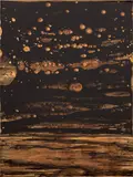 Teresita Fernández, Golden (Nebula Vertical), 2015, gold chroming and India ink on panel