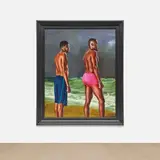 Kehinde Wiley, Fishermen Upon a Lee-shore in Squally Weather (Zakary Antoine and Nelson Noël), 2017, oil on canvas, in artist's frame