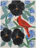 Ann Craven, Little Cardinal (on White with Black Pensées)