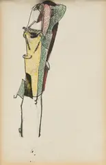 Julio González, Femme bizarre, 1930–1931, pen and ink and colored pencil on paper