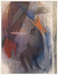 Emmi Whitehorse, Fallen, 1990, mixed-media on paper mounted to canvas
