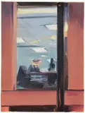 Caroline Walker, Study for Review, 2018, oil on unstretched canvas