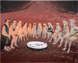 Tala Madani, Watch Men, 2026, oil on canvas
