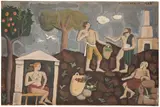 Joaquín Torres-García, Composición con figuras, 1927, oil on board laid over linen