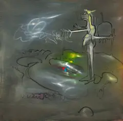 Roberto Matta, Je t'embrasse mille fois de tout mon coeur, 1966, oil on canvas