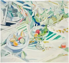 Jane Piper, Compote & Fruit Bowl, 1990–1991, acrylic on canvas