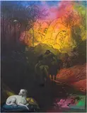 Friedrich Kunath, Late Checkout, 2012, acrylic, resin, colored pencil and silkscreen on canvas
