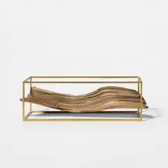 Carol Bove, Untitled, 2009, bronze, gold chain and driftwood