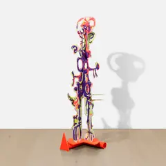 Aaron Curry, Untitled, 2015, oil, spray paint and graphite on wood, with aluminum base