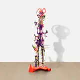 Aaron Curry, Untitled, 2015, oil, spray paint and graphite on wood, with aluminum base