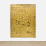 Stefan Brüggemann, Hyper-Palimpsest (Gold), 2020, gold leaf, spray paint and vinyl on canvas