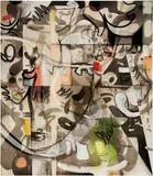 Jan-Ole Schiemann, Bewildered, 2019, ink, acrylic, oil pastel and charcoal on canvas
