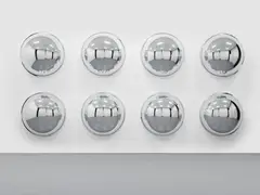 John Armleder, Liberty Dome Vlla, 1998, mirrored Plexiglass domes, in 8 parts