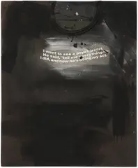 Richard Prince, Untitled (Tell Me Everything...), 1987, acrylic and silkscreen on found cotton t-shirt over board