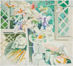 Jane Piper, Still Life with Bouquet, 1988, oil on canvas