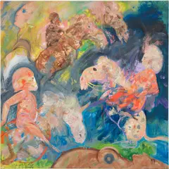 Robert Beauchamp, Chagall like Harpies, oil on canvas