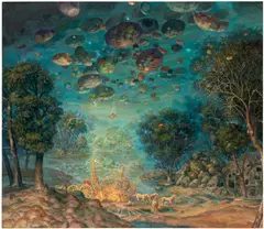 Julie Heffernan, Study for Self Portrait as Falling Sky with Shipwreck, 2012, oil on canvas