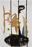 Richard Aldrich, Peacock with Stripes of Mary Cassatt and Syd Barrett, 2010, oil, wax and pencil on linen