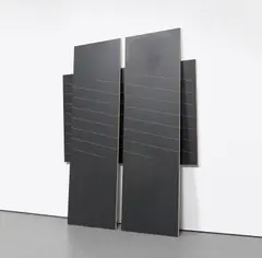 Daniel Lefcourt, Double Imposition, 2007, acrylic on board, in 3 parts