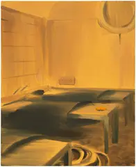 Caroline Walker, Relaxation Room, 2015, oil on board