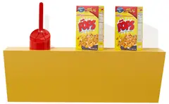 Haim Steinbach, pops, 2006, plastic laminated wood shelf, 1 plastic toilet brush and 2 “Pops” cereal boxes