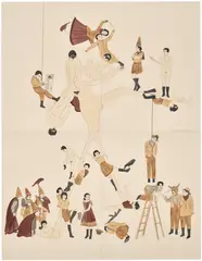 Marcel Dzama, The Hidden, the unknowable and the unthinkable, 2007, ink, watercolor and graphite on paper, in 4 parts
